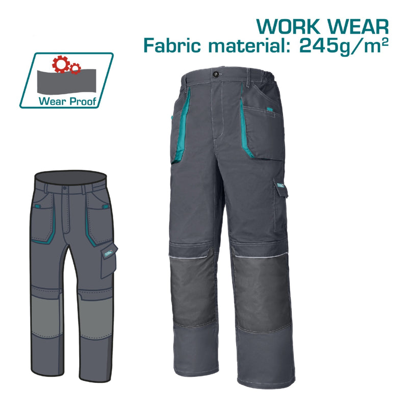 Pantalones de Trabajo con material reflectante y bolsillos. Color Gris