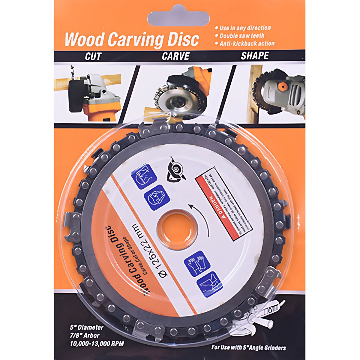 Disco De Tallado En Madera 5" (125Mm) 7/8" 22Mm 14T Para Esmeril Angular. Ideal Corte, Esculpido Y Desbaste.