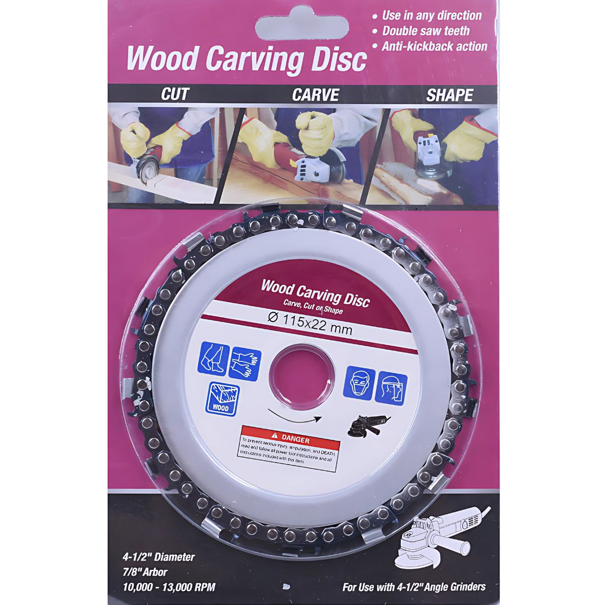 Disco De Tallado En Madera 4.5" (115Mm) 13T 7/8" 22Mm Para Esmeril Angular. Ideal Corte, Esculpido Y Desbaste.