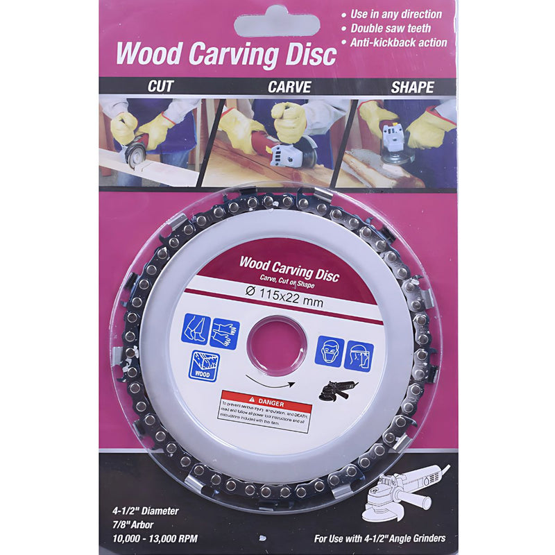 Disco De Tallado En Madera 4.5" (115Mm) 13T 7/8" 22Mm Para Esmeril Angular. Ideal Corte, Esculpido Y Desbaste.