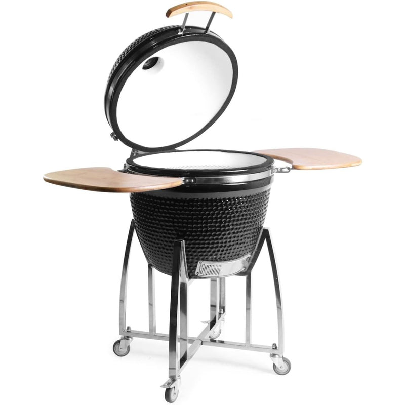Parrilla Kamado Ahumador Cerámica 18” (38.5 cm). BBQ Asador De Carbón Portátil con Termómetro Barbacoa.