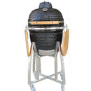 Parrilla Kamado Ahumador Cerámica 18” (38.5 cm). BBQ Asador De Carbón Portátil con Termómetro Barbacoa.
