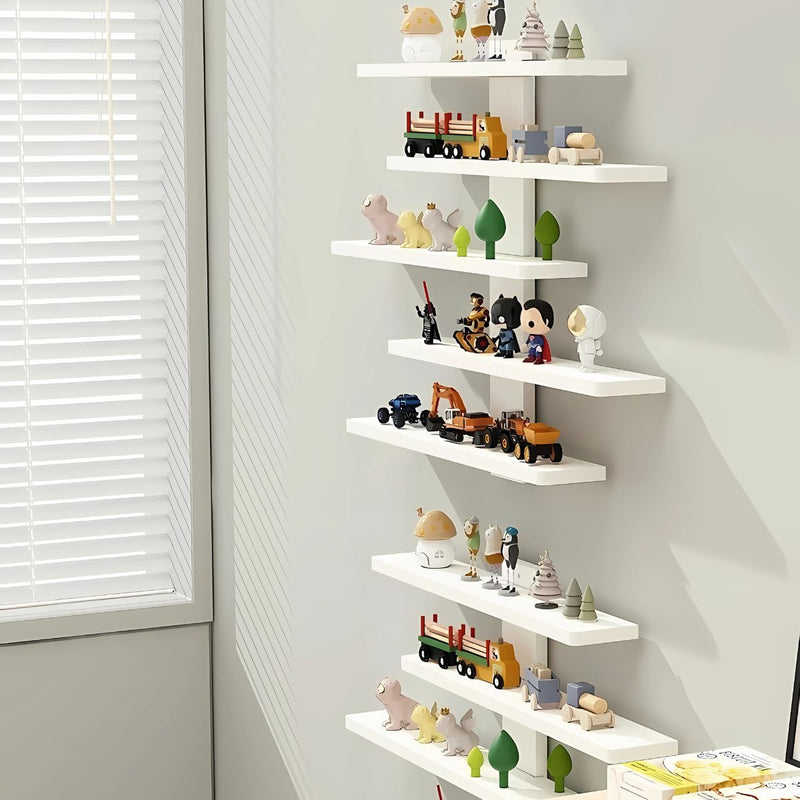 Repisa De Pared de 5 niveles. Estante Flotante Adhesivo. Tablillas Blancas De 7.2Cm De Profundidad.