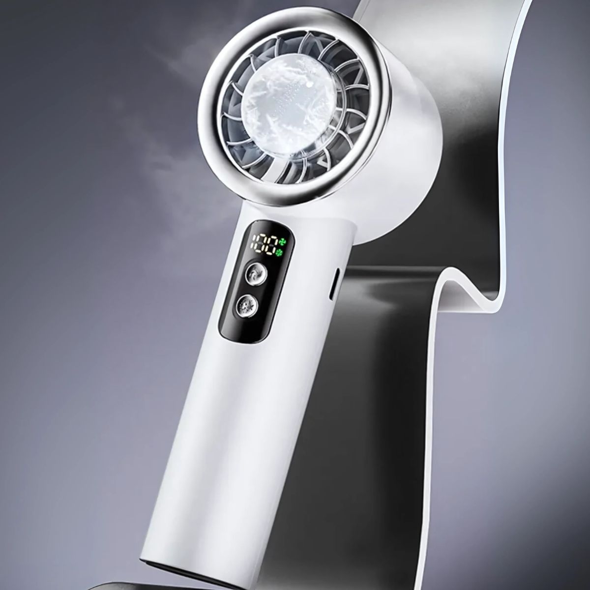 Mini Abanico Portátil Recargable Con Enfriamiento De Semiconductores. Aire enfriado Portátil Color Blanco. Ventilador Sin Aspas De Aire Frio. Duración De 6 Horas. 20,000Mah