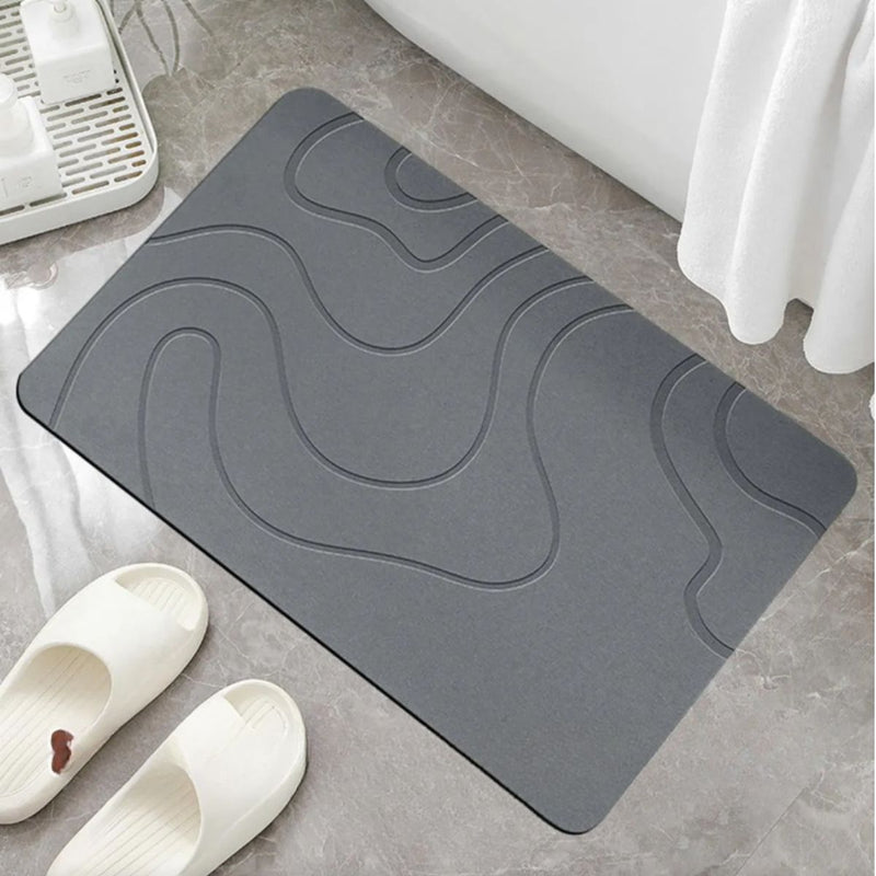Alfombra De Baño de diatomeas Super Absorbente Antideslizante. Tapete baño De Secado Rápido. 60x39 Cm.Gris