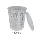 Vaso Medidor de Pintura para Mezcla 1300 ml con Tapa Plástica. Resistente con Marcas de Medición.