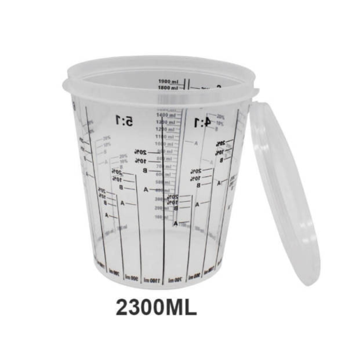 Vaso Medidor de Pintura para Mezcla 400 ml con Tapa Plástica. Resistente con Marcas de Medición.
