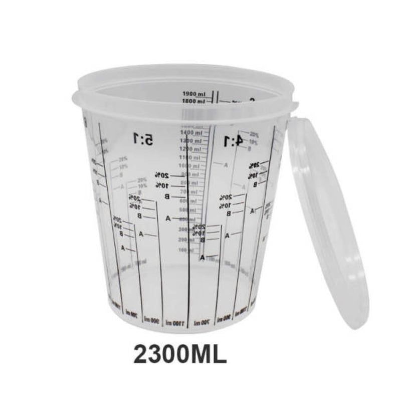 Vaso Medidor de Pintura para Mezcla 400 ml con Tapa Plástica. Resistente con Marcas de Medición.