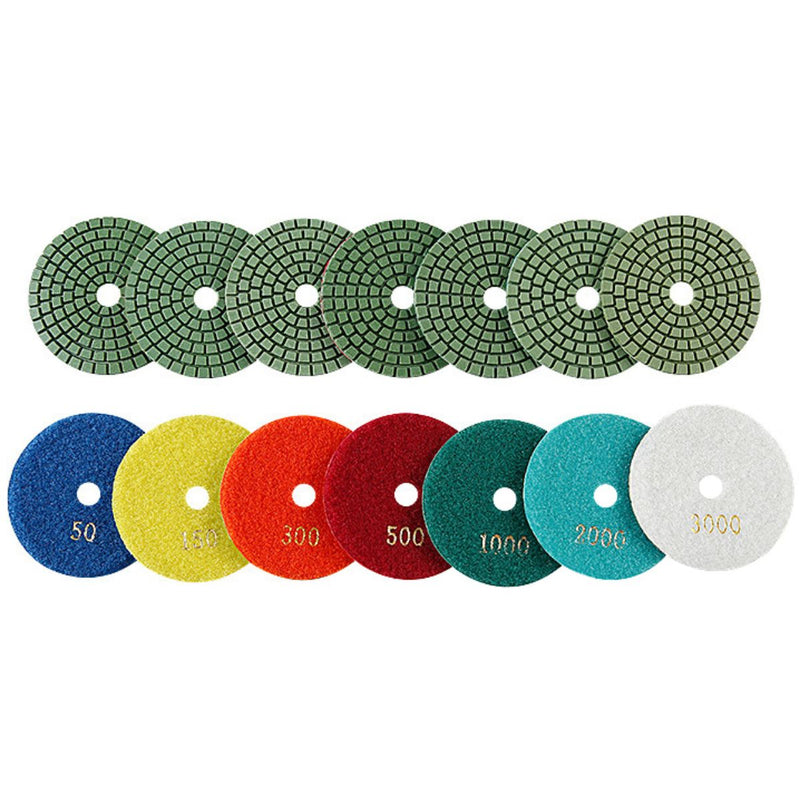 Disco De Pulido Seco Y Húmedo Para Mármol, Granito. Almohadillas De Pulido De Diamante 3” (80 Mm) – Granos 50# Al 3000#. (7 Unidades)