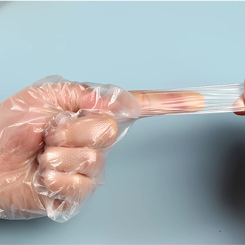 Guantes Desechables Transparentes. (Caja de 200 Piezas). Talla Única, Resistentes y Seguros para Cocina, Limpieza y Uso General.