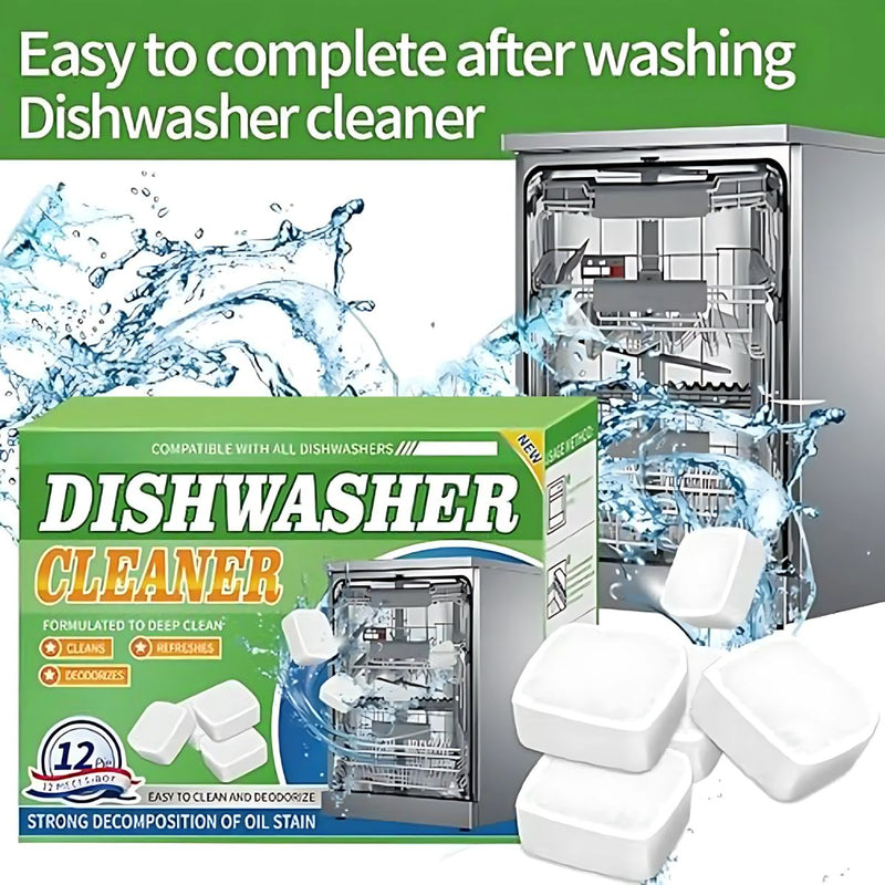 Pastillas Limpiadoras para Lavavajillas (Pack de 12 Unidades). Tabletas de Limpieza Profunda para Máquina Lavaplatos. Dishwhasher.