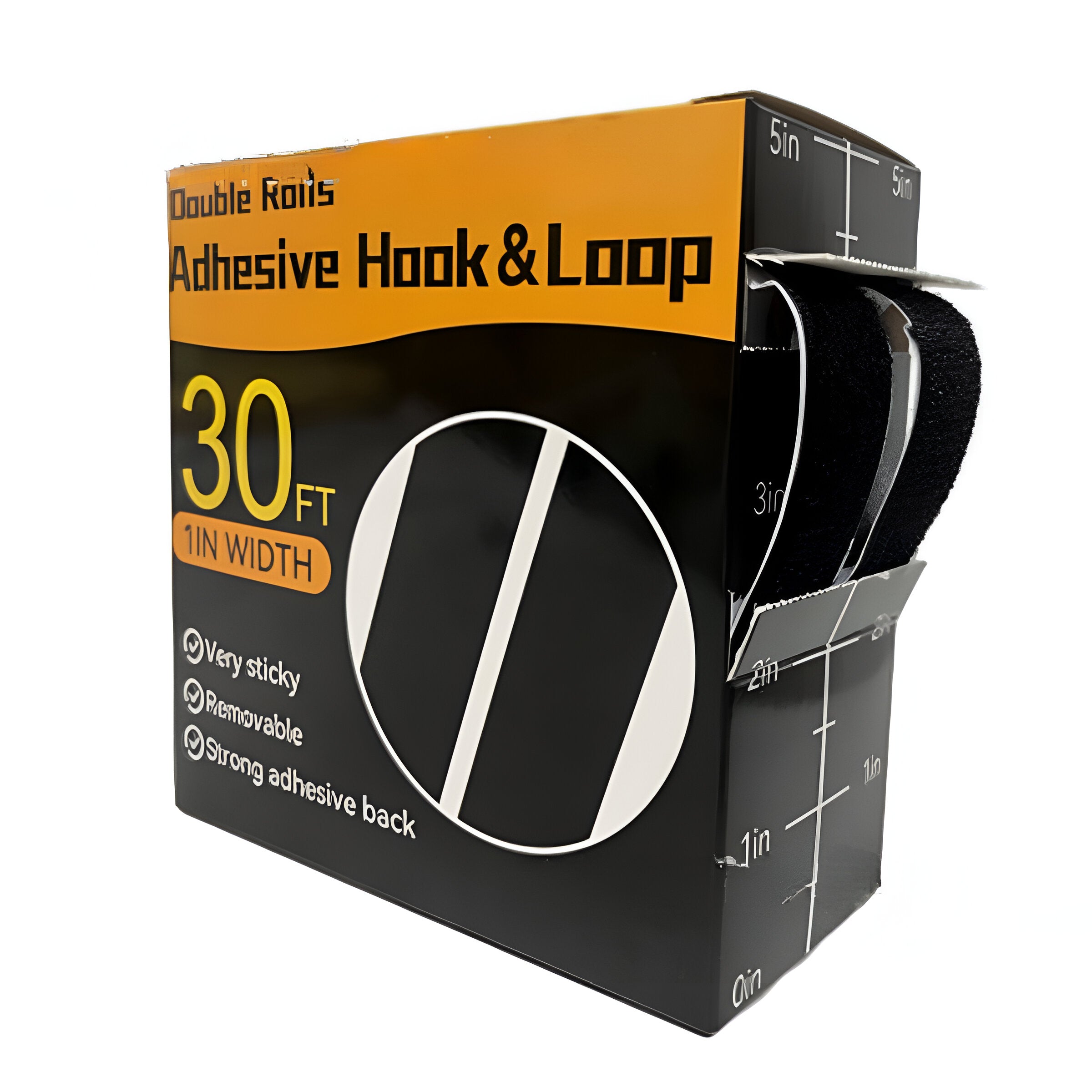 Cierre magico Cinta Adhesiva de Velcro de Fijación Reutilizable. Felpa Autoadhesiva 2.5 cm × 9 m (Color Negro).