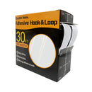 Cinta de Velcro Adhesiva Cierre Magico de Fijación Reutilizable. Felpa Autoadhesiva 2.5 cm × 9 m (Color Blanco).