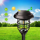 Lampara Solar Para Césped Tipo Estaca LED. (Pack de 8) Lampara Negra Con Panel Solar Integrado. Para Jardín. (Luz Cálida). Foco