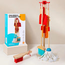 Juego de Limpieza para Niños de Madera con Escoba, Trapeador y Cepillos. Set Educativo de Aseo para Niños 62.5x20cm.