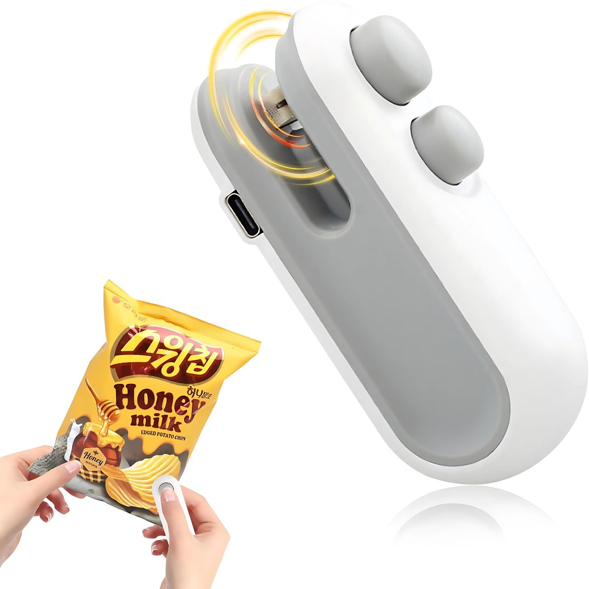 Máquina Selladora de Bolsas Térmicas. Mini Sellador De Bolsas Portátil Con Cuchilla. Cierra Bolsas Eléctrico USB Tipo-C. Conserva Alimentos Frescos.