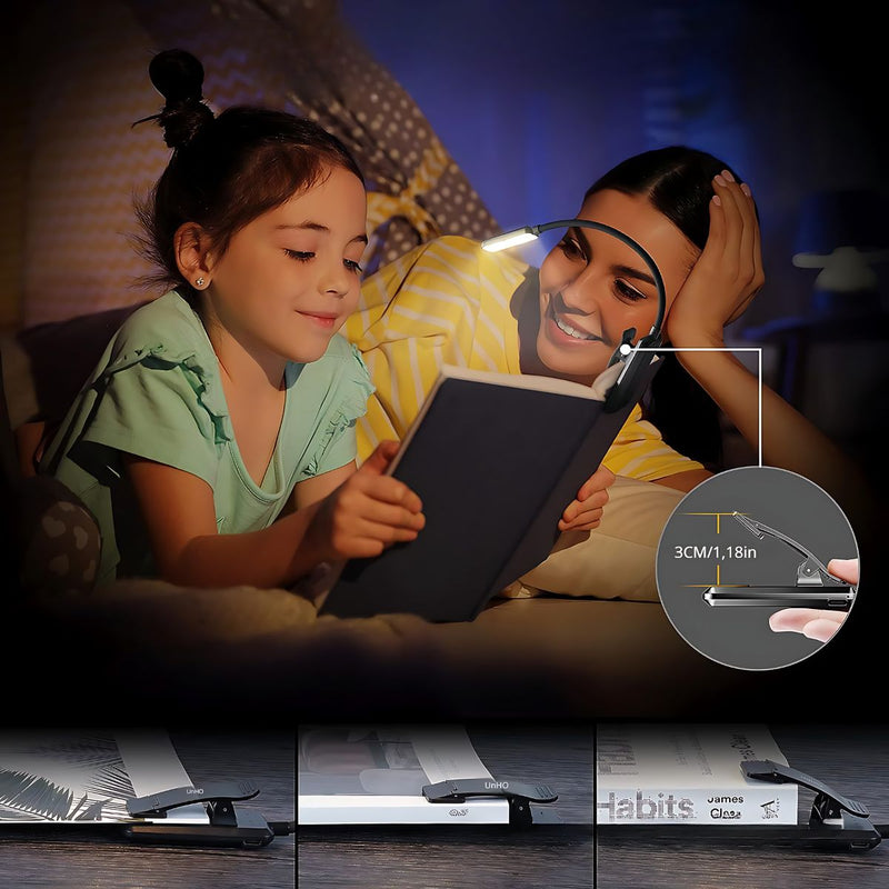 Lámpara De Lectura Con Clip. Luz Nocturna Para Leer Libros. Foco LED Para Estudio Recargable Con Duración de Hasta 10 Horas.