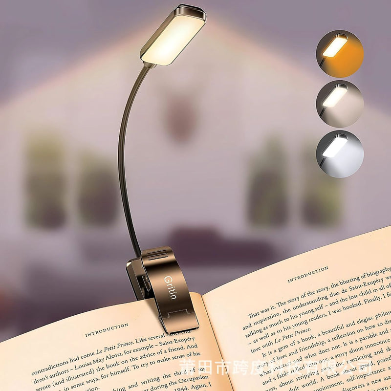 Lámpara De Lectura Con Clip. Luz Nocturna Para Leer Libros. Foco LED Para Estudio Recargable Con Duración de Hasta 10 Horas.