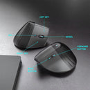 Mouse Ergonómico reduce tension en la muñeca Vertical Recargable con Clic Silencioso. Color Negro. Ratón Para Computadora.