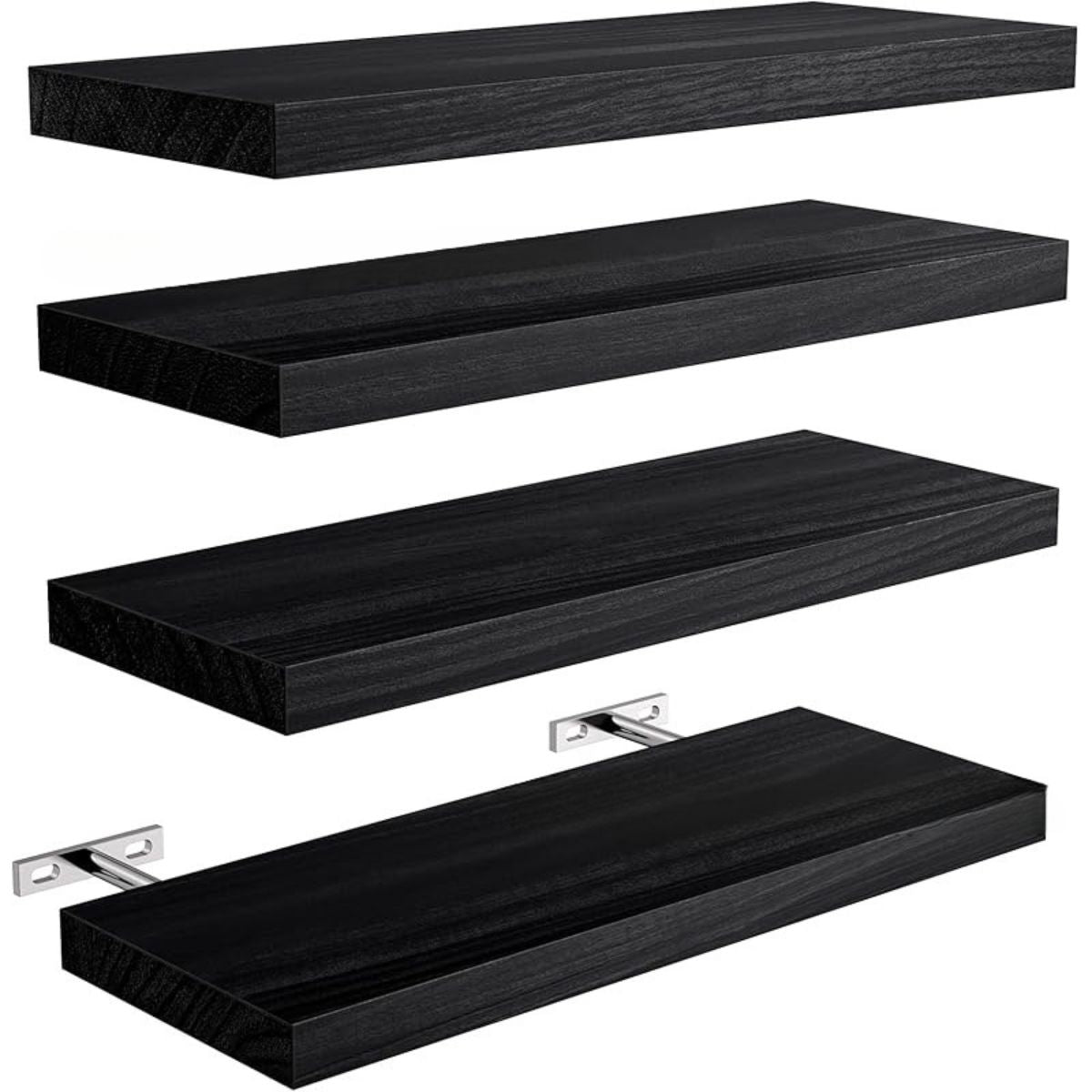 Repisa de pared Flotantes Color Negro (Set de 4 piezas). Repisas de pared. Tablillas de 40x15cm.