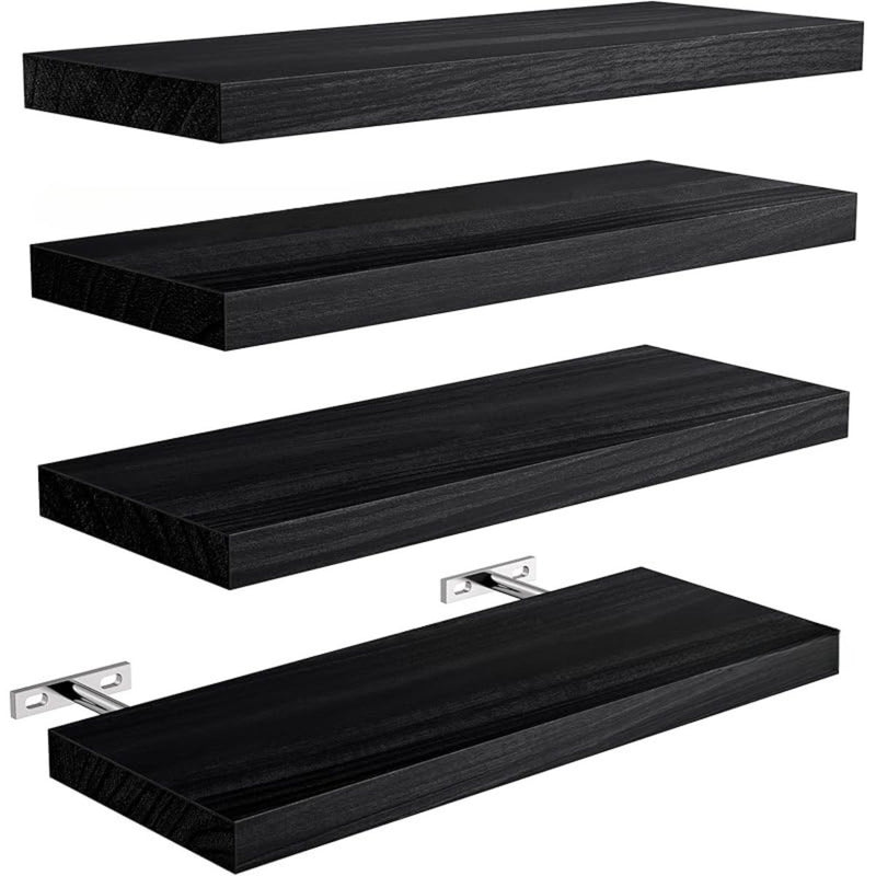 Repisa de pared Flotantes Color Negro (Set de 4 piezas). Repisas de pared. Tablillas de 40x15cm.