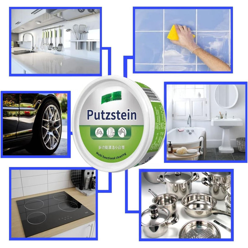 Crema Limpiadora Mancha de agua vidrios grifos Multiusos Putzstein 180g. Limpieza, Pulido y Protección 3 en 1. Incluye esponja.