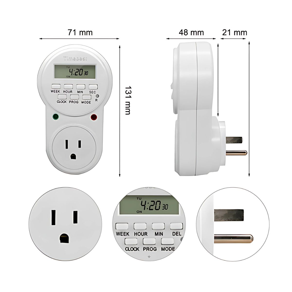 Temporizador Digital Programable Por 7 Días, Tomacorriente Dual Timer Reloj Apagado Automático. Timer