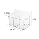 Repisa Multiuso con Divisiones. Cesta para Baño de Plástico Transparente. Caja Organizadora con Separado 18 x 9.5 x 14 cm. (Incluye autoadhesivo)