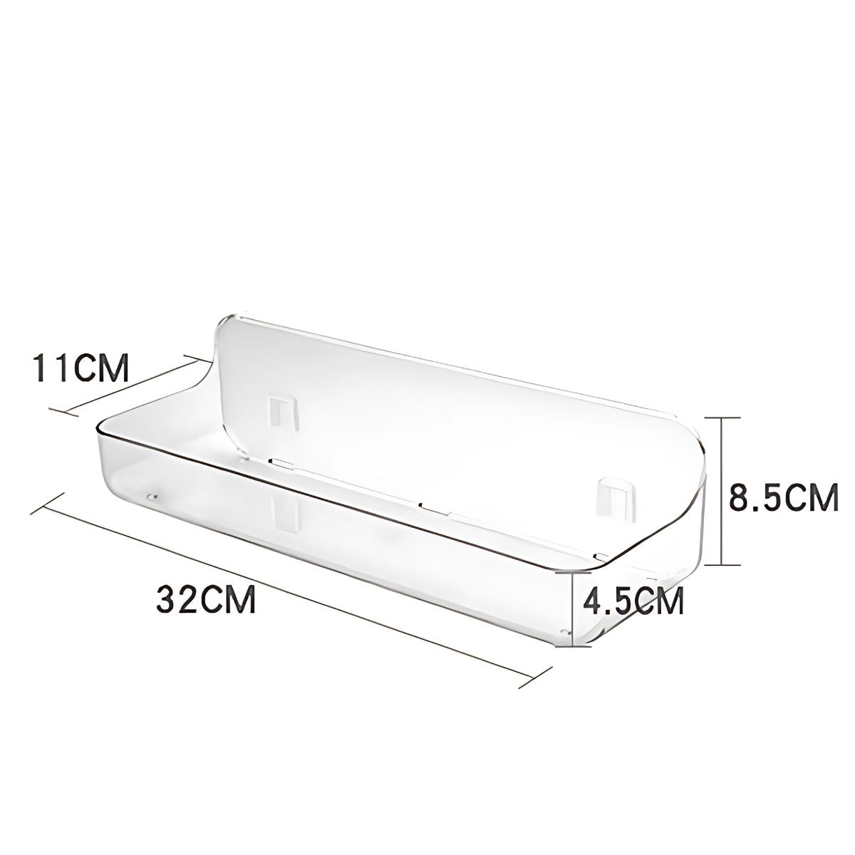 Repisa Multiuso de Ducha. Cesta para Baño de Plástico Transparente. Caja Organizadora. 32 x 11 x 8.5 cm. ( Incluye autoadhesivo)