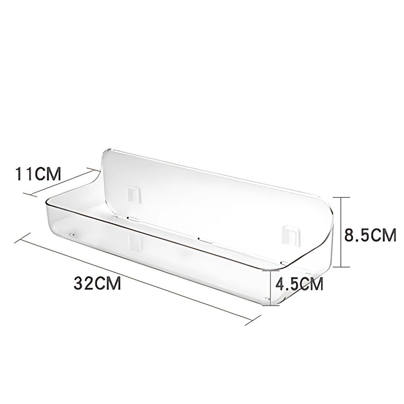 Repisa Multiuso de Ducha. Cesta para Baño de Plástico Transparente. Caja Organizadora. 32 x 11 x 8.5 cm. ( Incluye autoadhesivo)