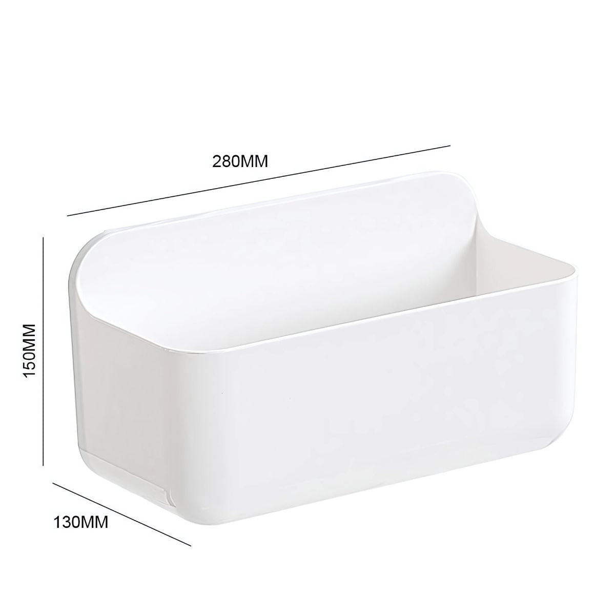 Repisa Multiuso de Ducha. Cesta para Baño de Plástico Blanco. Caja Organizadora. 28x13x15 cm. ( Incluye autoadhesivo)