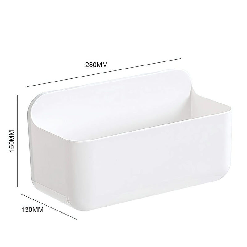 Repisa Multiuso de Ducha. Cesta para Baño de Plástico Blanco. Caja Organizadora. 28x13x15 cm. ( Incluye autoadhesivo)