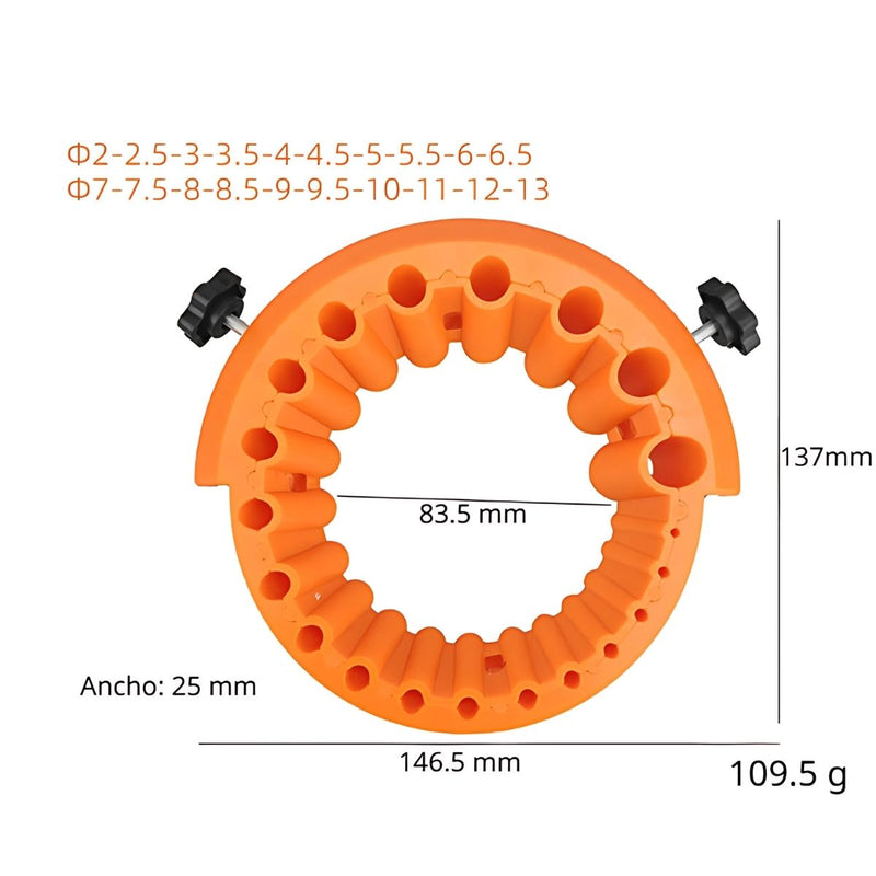 Afilador De Brocas Para Esmeriladora Angular Para Medidas Desde Φ2.5 mm Hasta Φ13 mm.