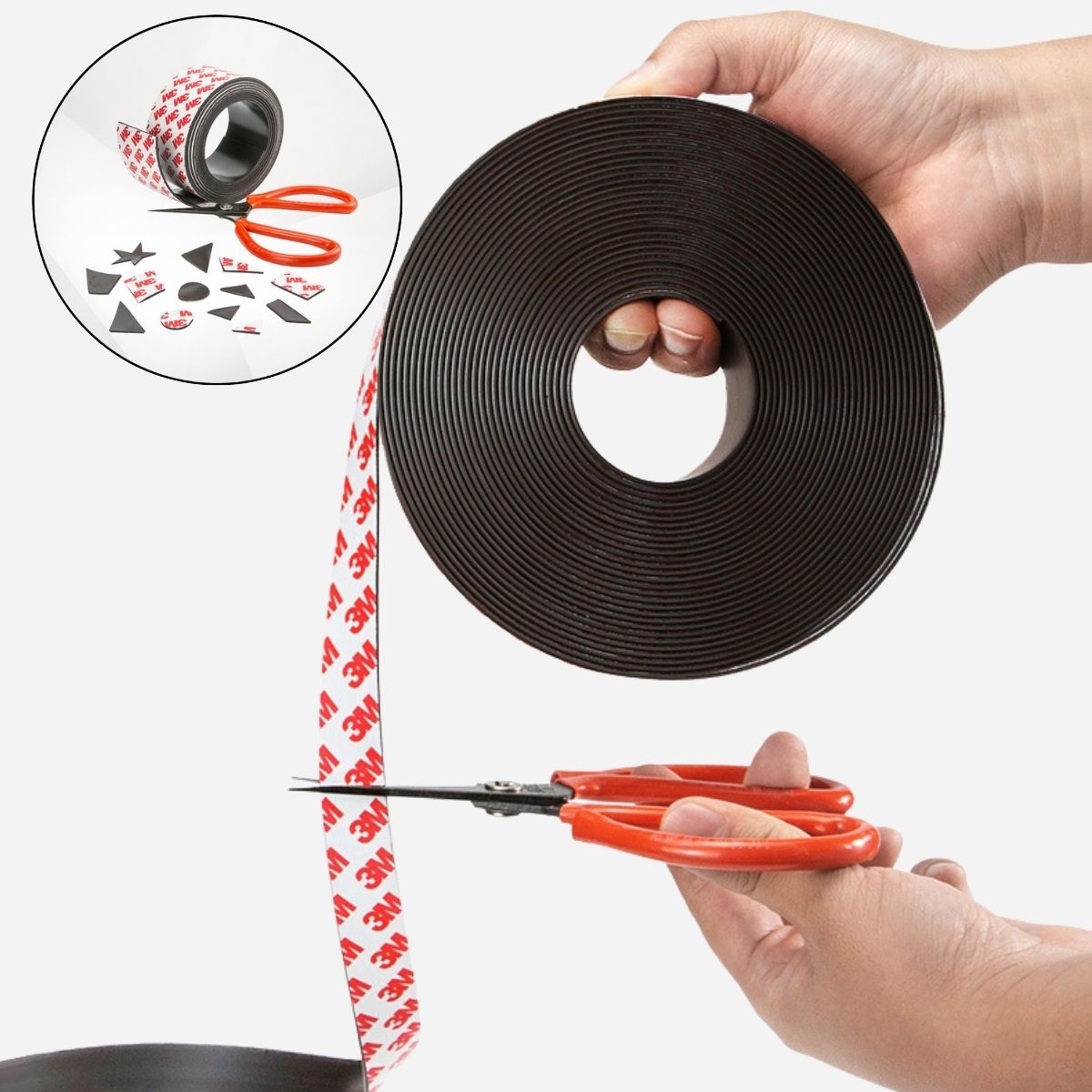 Cinta Magnética Adhesiva 3M Flexible. Tape Imantado ½¨12mm x 2 Mts en Rollo. Tape. 2 mm Espesor.