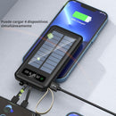 Power Bank Solar 10000 mAh Con Cable Integrado. Compatible con Tipo-C, Micro USB, Lightning. Cargador portátil para Celulares con Panel Solar.