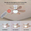 Abanico De Techo de madera Socket E27 Con Luz Led Regulable 3000-6500K. Ventilador 3 Velocidades, 6 Aspas Y Control Remoto. 520x185mm.