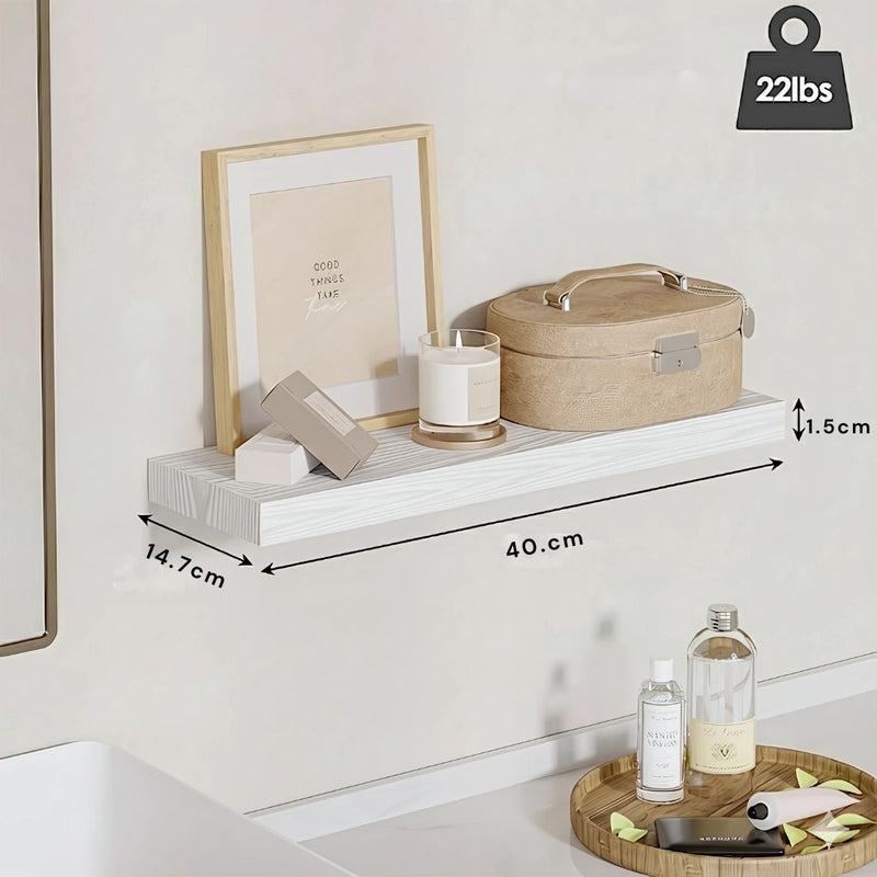 Repisas De Pared (4 Unid.) Set  Estanterías Flotantes Multiuso Para Cocina, Baño, Dormitorio. Color Blanco. 40x14.7x1.5cm.