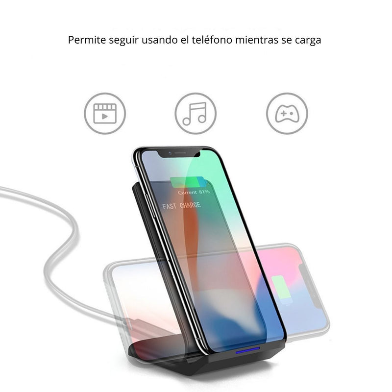 Cargador Inalámbrico Rápido Qi con Soporte Vertical. 35W