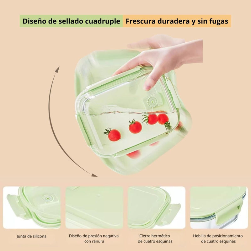 Recipientes Herméticos De Vidrio (Set de 4). Vasijas para Comida.