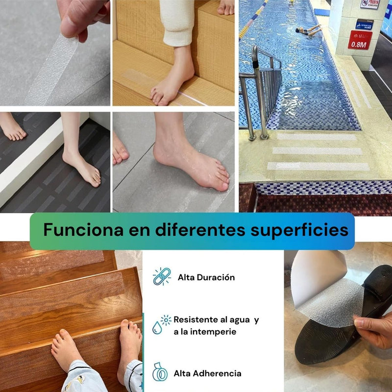 Cinta Antideslizante antiderrapante Transparente Adhesiva Impermeable de Seguridad 5cm x 5M para pisos