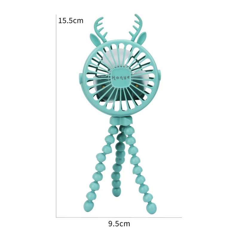 Abanico Portátil Recargable Con Puerto USB Con Luz LED. Ventilador Con Trípode Flexible. 15.5x9.5x4.5cm. Mini