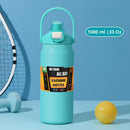 Botella De Agua Térmica. Termo Deportivo De Doble Pared De Acero Inoxidable. 1000 ml Y Soporte Para Teléfono. Color Verde Menta.