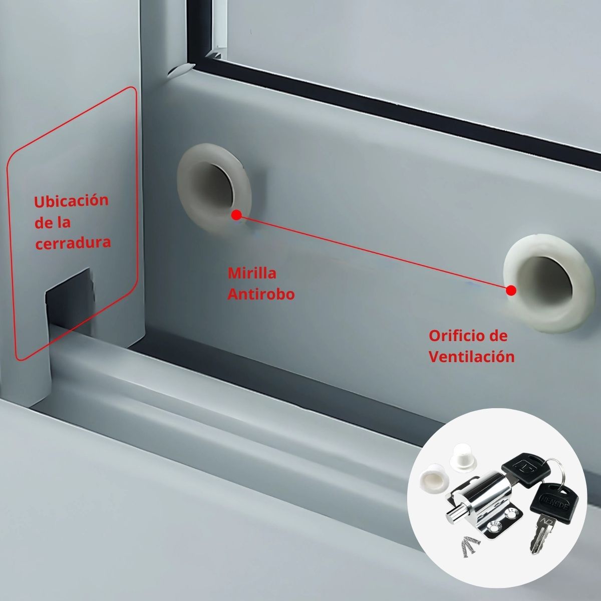 Cerradura De Seguridad Para Ventana Corredera – Aleación De Zinc, Con Llave, A Prueba De Niños, Fácil Instalación, Para Aluminio Y Baño