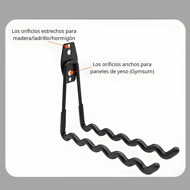 Gancho Ondulado Metálico Para Garaje. Soporte Para Colgar Bicicletas, Mangueras, Escaleras Con Revestimiento PVC. 29.5x16.5x6.5 cm colgador
