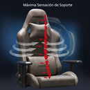 Silla Gamer Ergonómica Con Cojín Lumbar Reclinable Y Reposapiés. Color Chocolate.
