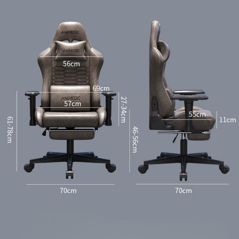 Silla Gamer Ergonómica Con Cojín Lumbar Reclinable Y Reposapiés. Color Chocolate.