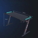 Escritorio Mesa Gamer Con Iluminación RGB, Fibra De Carbono. Posavasos y Soporte Para Auriculares. 120x160x74 cm Gaming