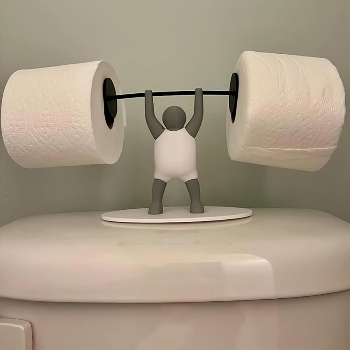 Soporte De Papel Higiénico Diseño Unico Para Baño. Portarollos De Papel Sanitario Moderno 3D Levanta Pesas Para Inodoro.