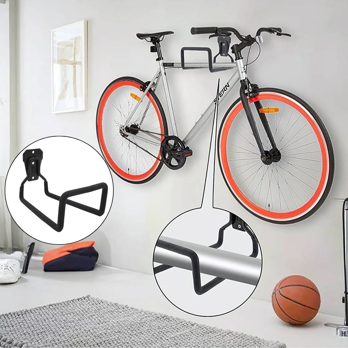 Gancho De Soporte Pared Metálico Multiusos Antideslizante. 19.6X12.5.13 cm Bicicletas y otros usos etc