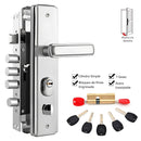 Cerradura De Seguridad Embutida Para Puertas Metálicas 45 a 55mm.  280mmx65mm. Con Cilindro De Acero Inoxidable. Incluye 7 Llaves.  Apertura Derecha Hacia Afuera